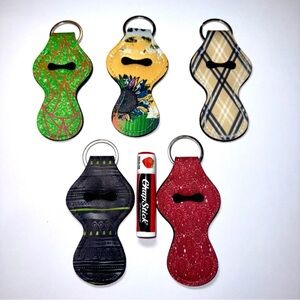 NWOT-Colorful Lip Balm Holder Keychains (5)